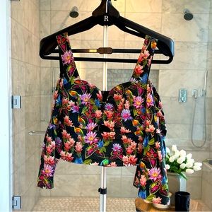 Nicole Miller cropped floral cold shoulder top, Sample US Size 4